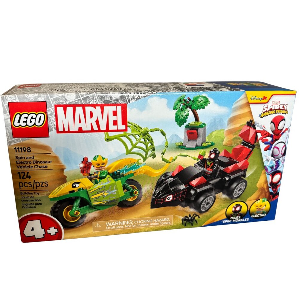 LEGO Marvel 11198 Spin & Electro Dinosaur Vehicle Chase Set (124 pcs)